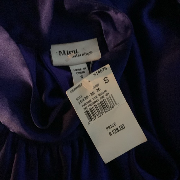 NWT Mimi Maternity Silk High-Neck Sleeveless Dress in Cobalt Blue- S-Pockets! - Picture 5 of 5